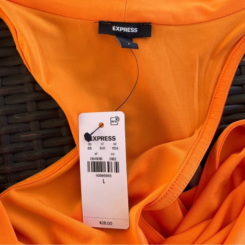 Express Orange Draped Cowl Neck Racerback Tank Top Size L (NWT) - Picture 5 of 7